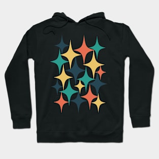 Mid Century Atomic Starburst Teal, Yellow, Orange Hoodie